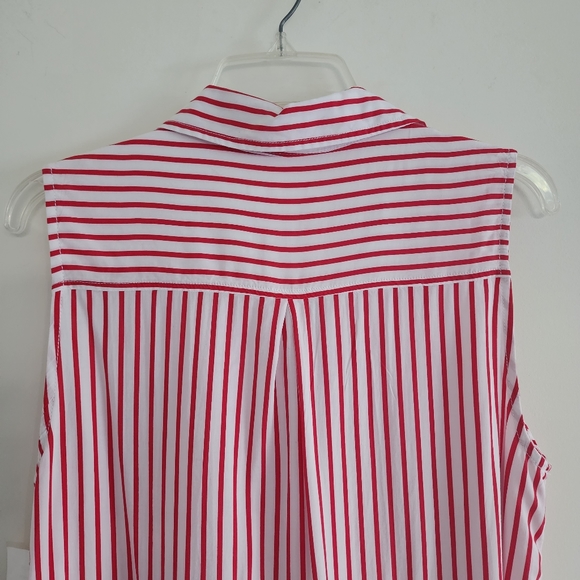 NWT Beach Lunch Lounge Candy Striped Sleeveless Button Front Women's Shirt Sz M - Picture 4 of 6